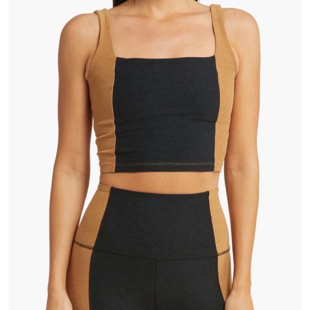 Beyond Yoga - Space Dye Colorblock Crop Tank - Square Neck - Size Small